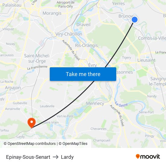 Epinay-Sous-Senart to Lardy map