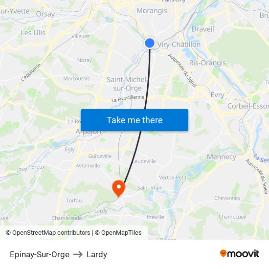 Epinay-Sur-Orge to Lardy map