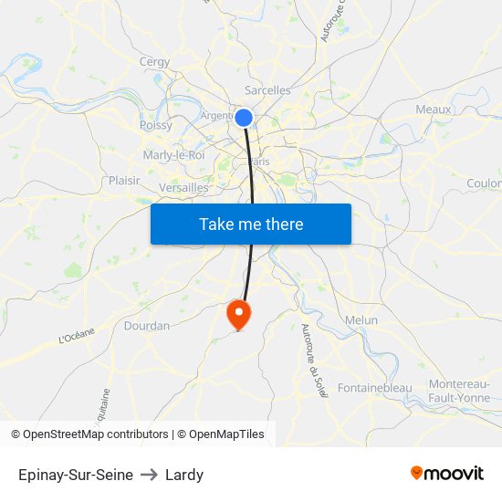 Epinay-Sur-Seine to Lardy map