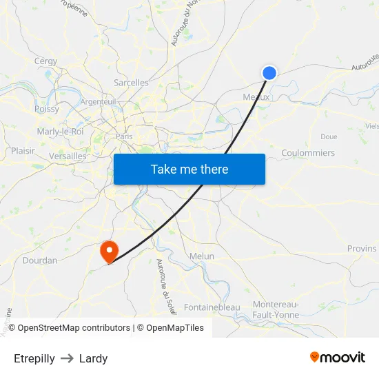 Etrepilly to Lardy map
