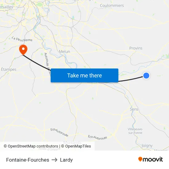 Fontaine-Fourches to Lardy map