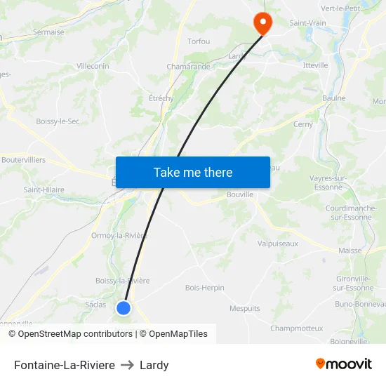 Fontaine-La-Riviere to Lardy map