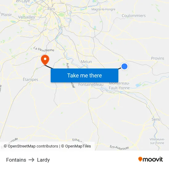 Fontains to Lardy map