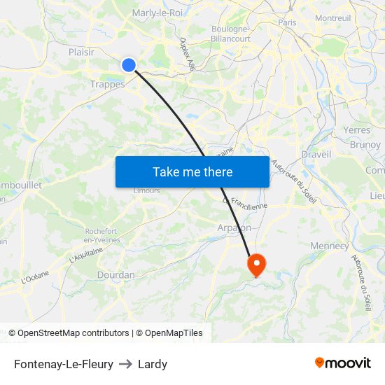 Fontenay-Le-Fleury to Lardy map