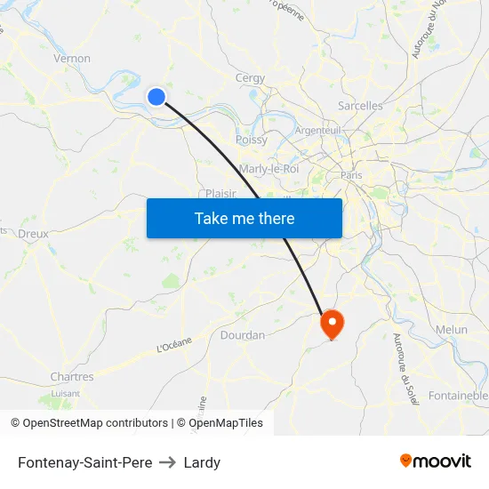 Fontenay-Saint-Pere to Lardy map