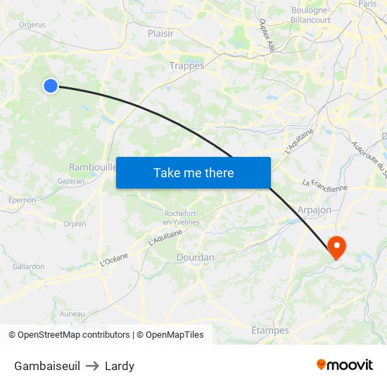Gambaiseuil to Lardy map