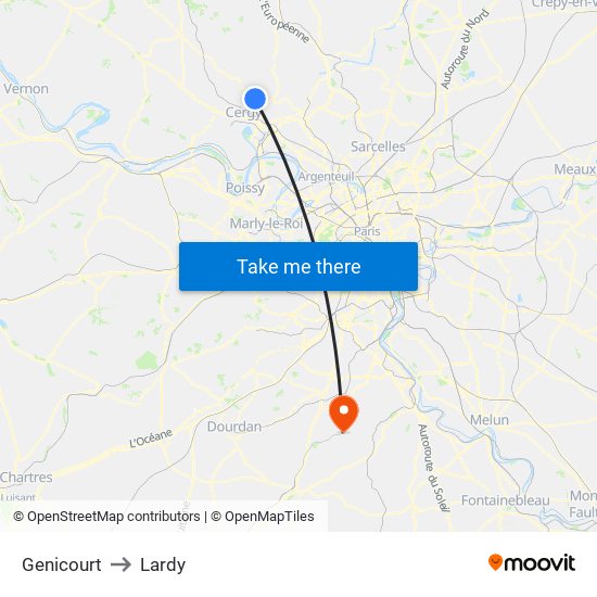 Genicourt to Lardy map