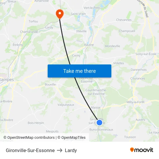 Gironville-Sur-Essonne to Lardy map