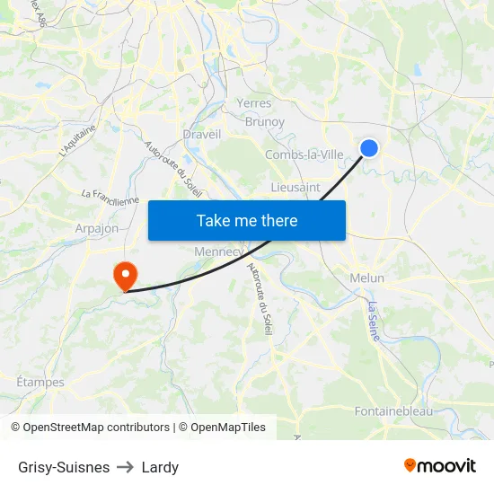 Grisy-Suisnes to Lardy map