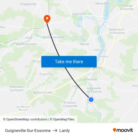 Guigneville-Sur-Essonne to Lardy map