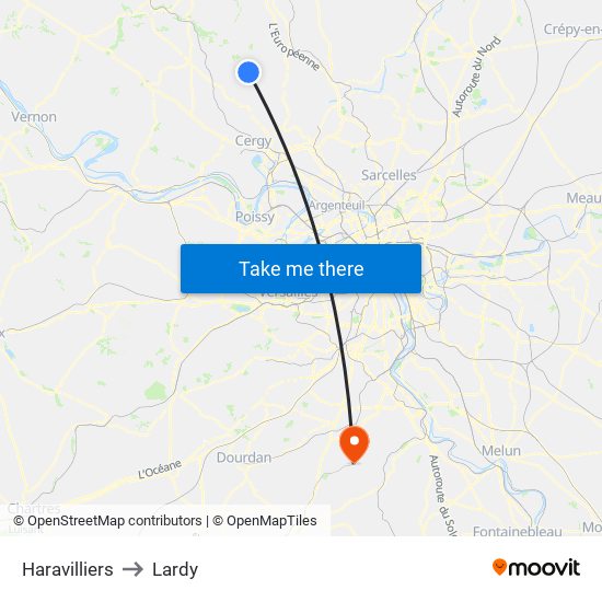 Haravilliers to Lardy map