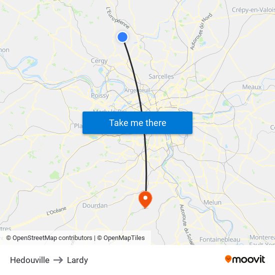 Hedouville to Lardy map