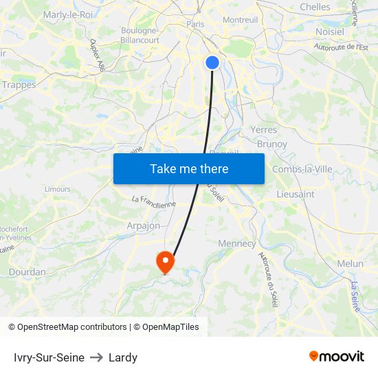 Ivry-Sur-Seine to Lardy map