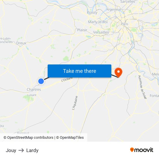 Jouy to Lardy map