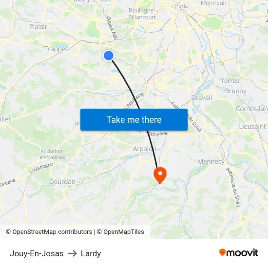 Jouy-En-Josas to Lardy map