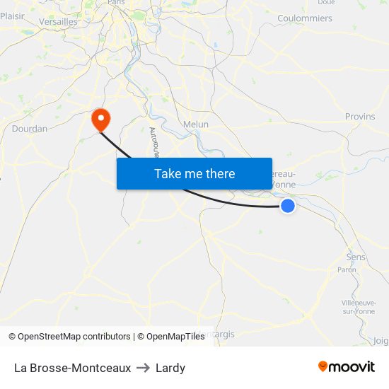 La Brosse-Montceaux to Lardy map