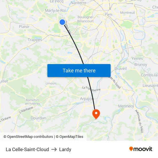 La Celle-Saint-Cloud to Lardy map