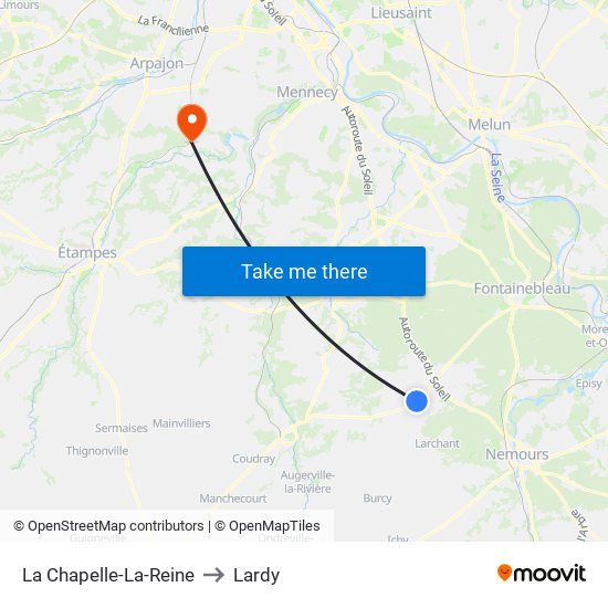 La Chapelle-La-Reine to Lardy map