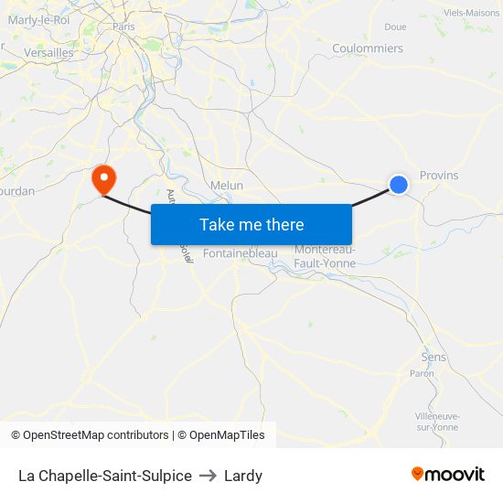 La Chapelle-Saint-Sulpice to Lardy map