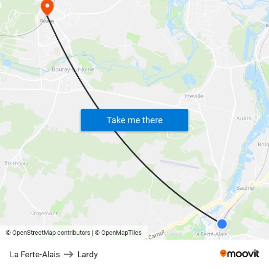 La Ferte-Alais to Lardy map
