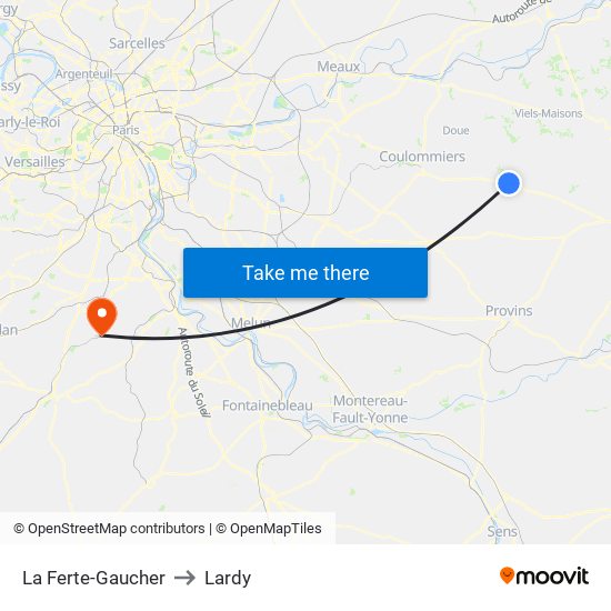 La Ferte-Gaucher to Lardy map