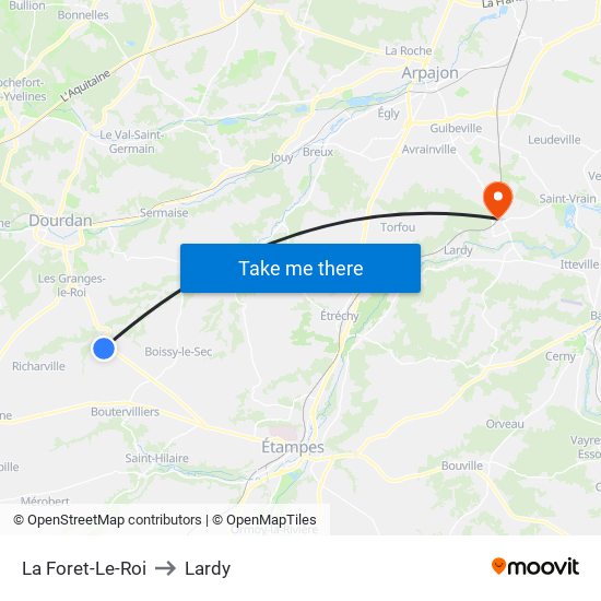 La Foret-Le-Roi to Lardy map