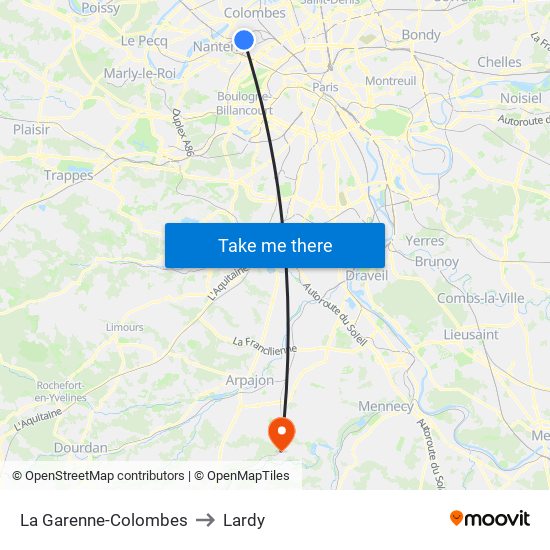 La Garenne-Colombes to Lardy map