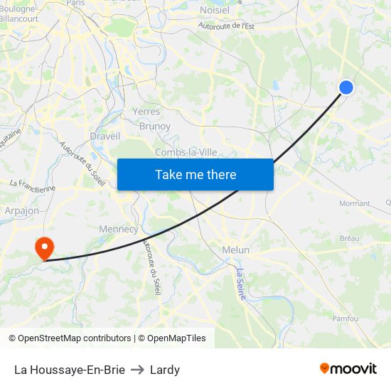 La Houssaye-En-Brie to Lardy map