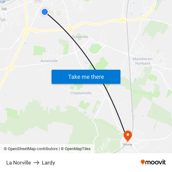 La Norville to Lardy map