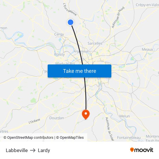 Labbeville to Lardy map