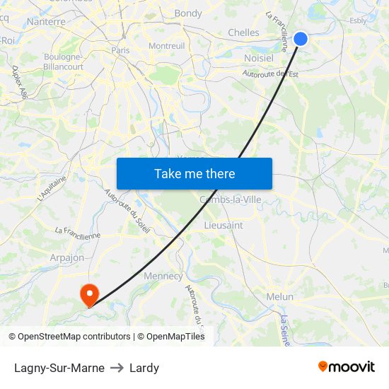 Lagny-Sur-Marne to Lardy map