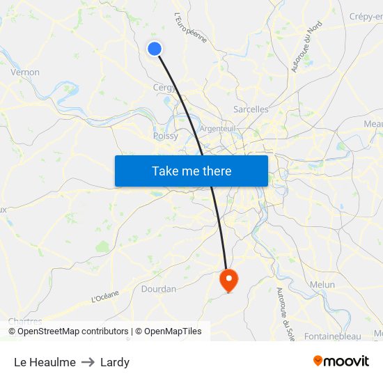 Le Heaulme to Lardy map