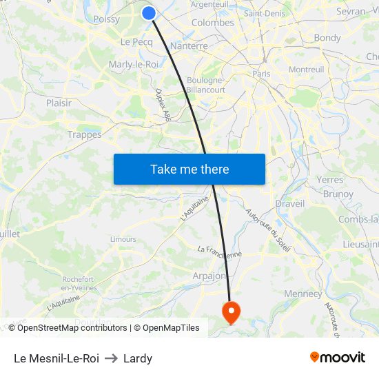 Le Mesnil-Le-Roi to Lardy map