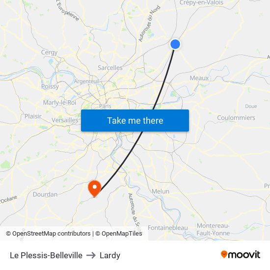 Le Plessis-Belleville to Lardy map