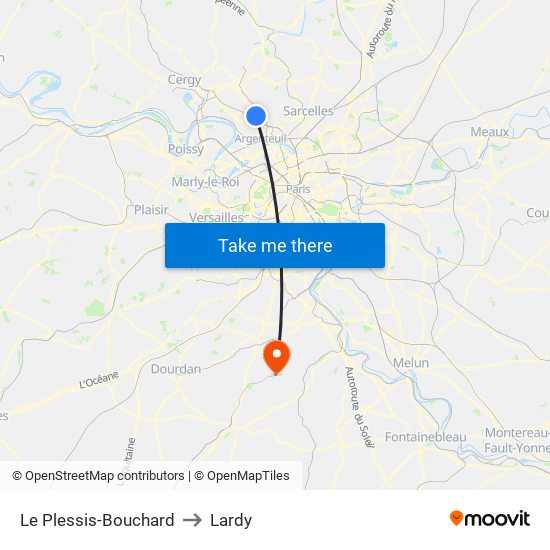 Le Plessis-Bouchard to Lardy map