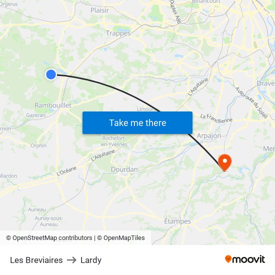 Les Breviaires to Lardy map