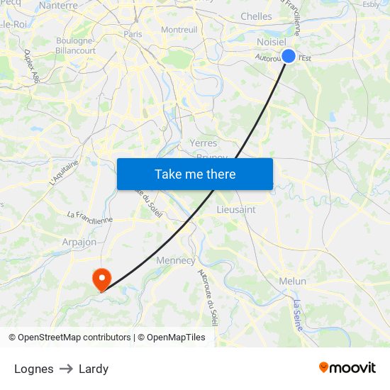 Lognes to Lardy map