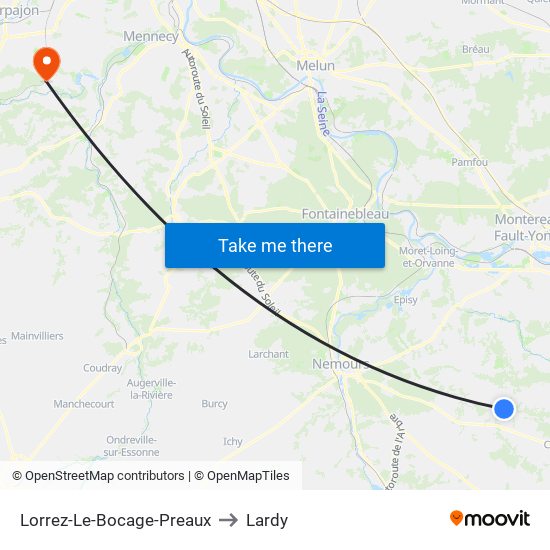 Lorrez-Le-Bocage-Preaux to Lardy map