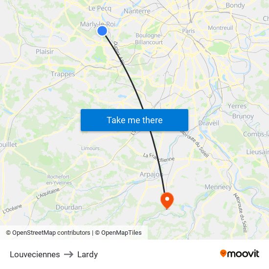 Louveciennes to Lardy map