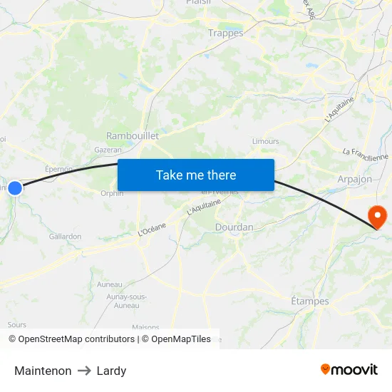 Maintenon to Lardy map