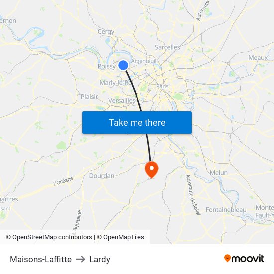 Maisons-Laffitte to Lardy map