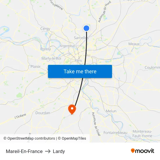 Mareil-En-France to Lardy map