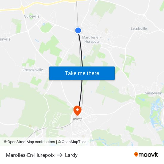 Marolles-En-Hurepoix to Lardy map