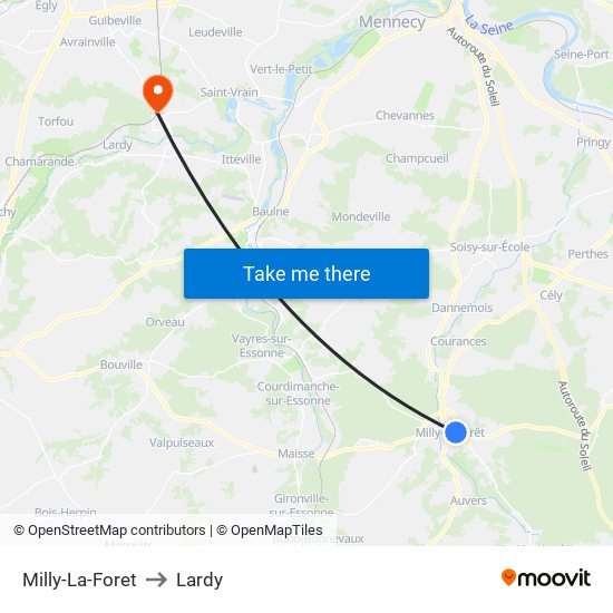 Milly-La-Foret to Lardy map