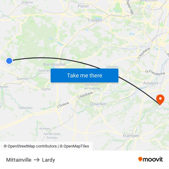 Mittainville to Lardy map