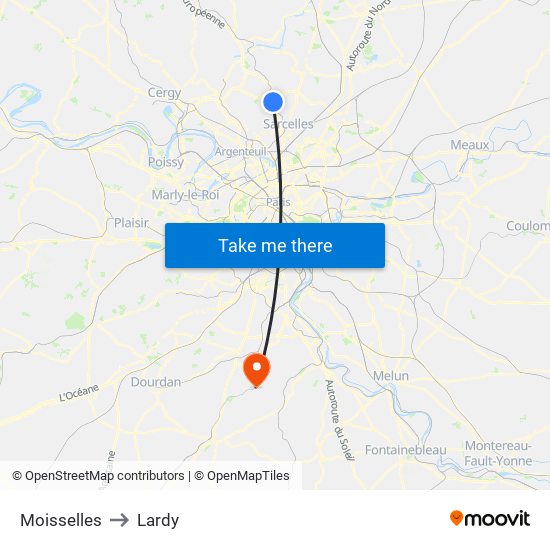 Moisselles to Lardy map