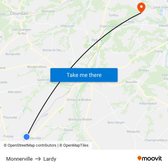 Monnerville to Lardy map