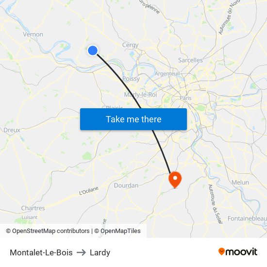 Montalet-Le-Bois to Lardy map