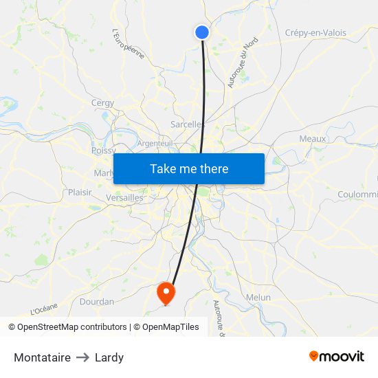 Montataire to Lardy map