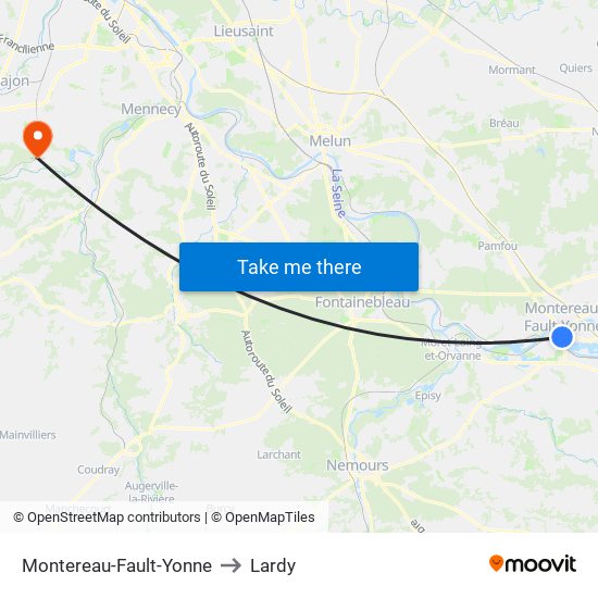 Montereau-Fault-Yonne to Lardy map